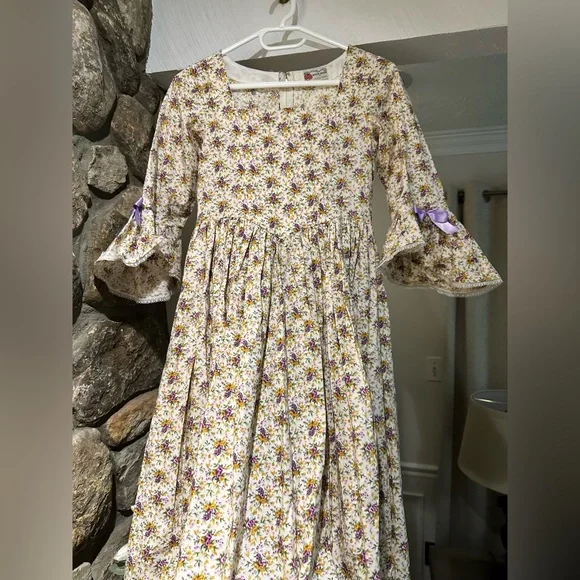Vintage Handmade Floral Midi Dress with Purple Accents - Picture 9 of 11